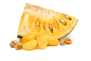 Fresh sliced jackfruit isolated on white background