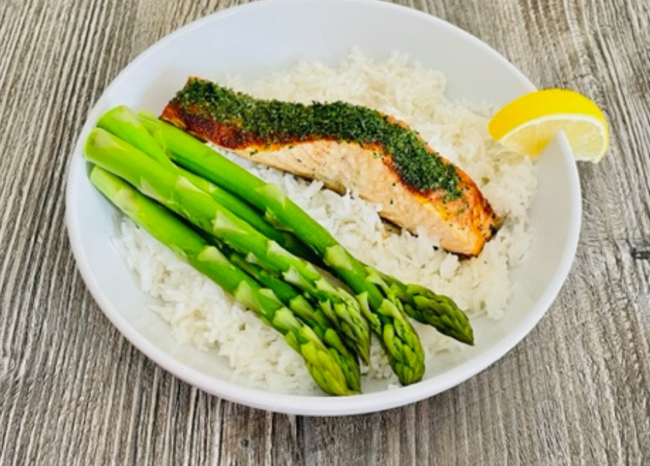 Salmon, Asparagus & Rice